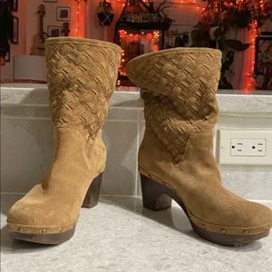 NEW Ugh Lynnea woven boot chestnut suede 11 ankle bootie fold over mid calf